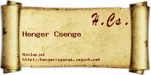 Henger Csenge névjegykártya